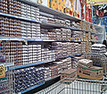 Un-refrigerated eggs for sale at a Chedraui grocery store in Oaxaca, Mexico