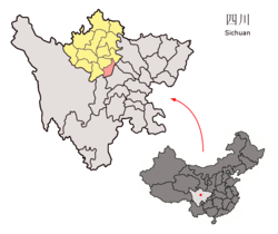 汶川县 ཝུན་ཁྲོན་རྫོང་།的地理位置