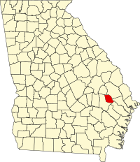 Locatie van Evans County in Georgia