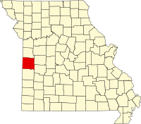 Map of Misuri highlighting Bates County