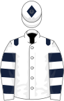 White, dark blue epaulets and hooped sleeves, diamond on cap