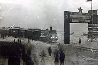 Reunión del primer tren en Vorkutá. Fomin Yakov Yakovlevich fotografió personalmente este evento, siendo el responsable de la construcción del ferrocarril, el 28 de diciembre de 1941.