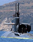 Hangar de cubierta del submarino USS Dallas.