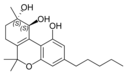 Chemical structure of (+)-trans-cannabitriol.