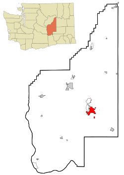 Location of Moses Lake in Grant County, Washington