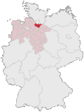 Localização de Harburgo na Alemanha