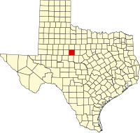 Mapo de Teksaso kun Taylor emfazita