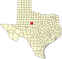 Map of Texas highlighting Taylor County