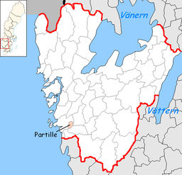 Partille kommuns läge i Västra Götalands län