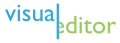 Logo de l'éditeur WYSIWYG de Médiawiki / Wikipédia, décrivant les mots visual (en bleu) et editor (en vert), la lettre finale L du mot visual se prolongeant pour se fusionner avec le mot editor