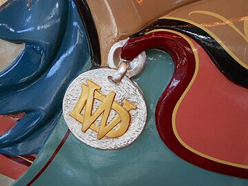 Maker's mark on the lead horse on the Woodside Amusement Park Carousel