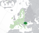 ヨーロッパにおけるルーマニアの地図