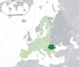 Karte mit hervorgehobenem Rumänien