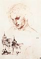 Леонардо да Винчи. Рисунок головы апостола, Виндзорский замок, Великобритания.