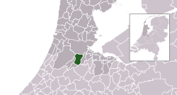 Highlighted position of Amstelveen in a municipal map of North Holland