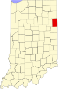 Adams County's location in Indiana