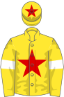 Yellow, red star, yellow sleeves, white armlets, yellow cap, red star