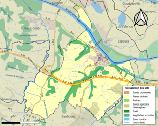 Carte en couleurs présentant l'occupation des sols.