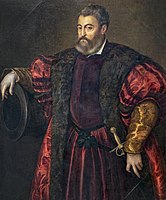 Ritratto di Alfonso conservato alla Fondazione Bemberg di Tolosa, 1530-1534 circa; replica attribuita a Tiziano del dipinto originale, oggi perduto