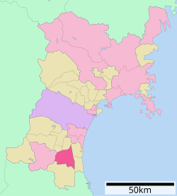 Vị trí của Kakuda ở Miyagi