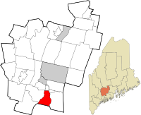ケネベック郡内の位置（赤）