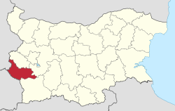 Област Кюстендил на картата на България