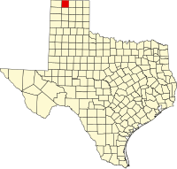 Map of Teksas highlighting Sherman County