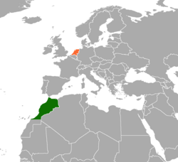 Map indicating locations of Morocco and Netherlands