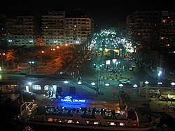 Port Said, and the entrance to the Suez Canal, viewed from the ایستگاه فضایی بین‌المللی