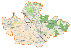 Mapa konturowa gminy Siechnice, blisko górnej krawiędzi znajduje się punkt z opisem „Trestno”