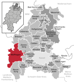 Läget för Wolfhagen i Landkreis Kassel