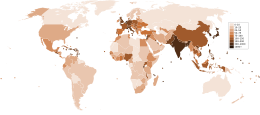 A Föld országainak népsűrűsége
