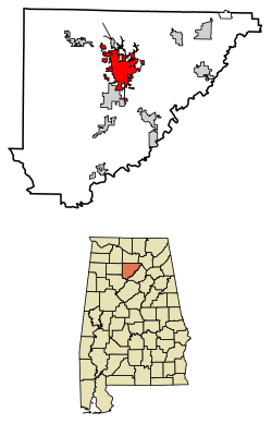 Location of Cullman in Cullman County, Alabama.