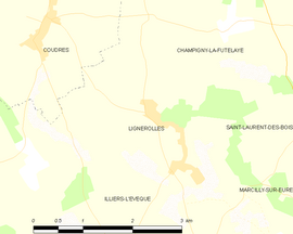 Mapa obce Lignerolles