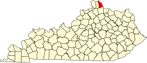 Map of Kentucky highlighting Campbell County