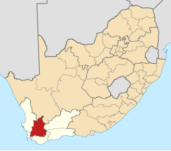 The Cape Winelands District Municipality is located in the Western Cape province, encompassing the area to the north-east of Cape Town.