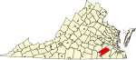 State map highlighting Sussex County