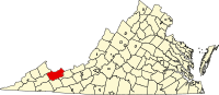 Locatie van Tazewell County in Virginia