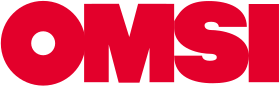 The words "OMSI" in large font. The letters are all in red.