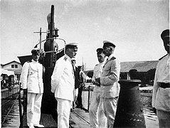 Кедров, Беренс і Тіхмєнєв на підводному човні «Тюлень» у Бізерті, 1921 рік