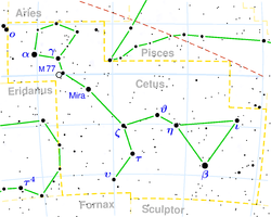 Alfa Ceti merkittynä kohdassa α.