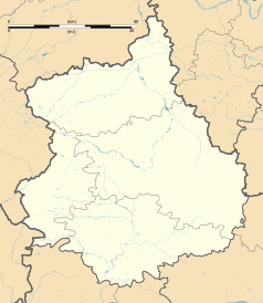 Mapa konturowa Eure-et-Loir, blisko centrum na prawo u góry znajduje się punkt z opisem „Maintenon”