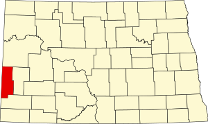 Map of North Dakota highlighting Golden Valley County