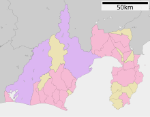 洗田遺跡の位置（静岡県内）