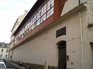 Vue extérieure de la salle, no 1 rue du Jeu de paume à Versailles.