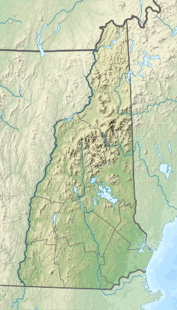 Location of Ayers Island Reservoir in New Hampshire, USA.