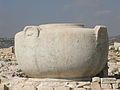 in-situ copy of massive stone vase (original in the Louvre)