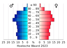 Bevolkingspiramide van de gemeente Hoeksche Waard