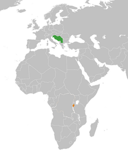 Map indicating locations of Yugoslavia and Burundi