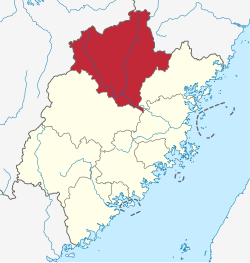 Location of Nanping City jurisdiction in Fujian